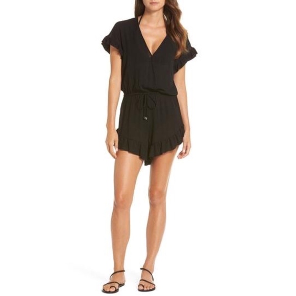 Elan Other - New Elan Ruffle Sleeve Cover Up Romper Black M